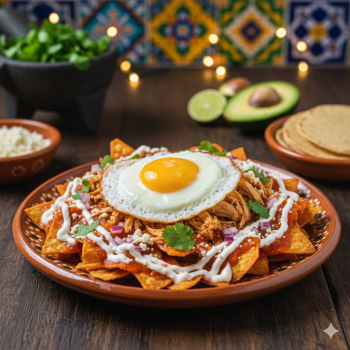 Chilaquiles Rojos con Pollo