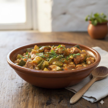 Calabacita y Elote con Carne de Puerco 